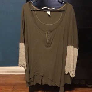 Oversized olive green Henley top